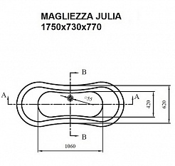 Magliezza Акриловая ванна на лапах Julia  (175х73) ножки бронза – фотография-2